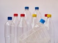 Empty plastic drinking bottles ready for recycling. Environmental protection concept. Empty colorful plastic bottles are Royalty Free Stock Photo