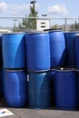 Empty plastic drums for chemicals at a recycling location