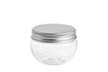 Empty plastic, glass jars cosmetic, lotion packaging on a white background