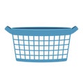 Empty plastic laundry basket for items. Isolated on white background