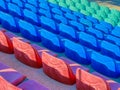 Empty plastic seats at the sports arena Royalty Free Stock Photo