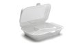 Empty plastic takeout container with lid open on a flat surface Royalty Free Stock Photo