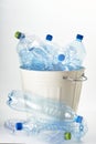 Empty plastic water bottles thrown into the trash Royalty Free Stock Photo