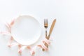 Empty plate with cutlery and measuring tape mockup Royalty Free Stock Photo