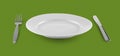 Empty plate or dish for food with fork and knife Royalty Free Stock Photo