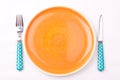 Empty plate,fork and knife Royalty Free Stock Photo