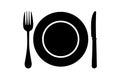 Empty plate, fork, knife, clipping path, cutlery Royalty Free Stock Photo