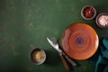 Empty plate fork knife on concrete background Royalty Free Stock Photo