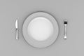 Empty Plate with fork and knife.