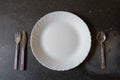 Empty plate with fork and knife Royalty Free Stock Photo