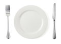 Empty plate with fork and knife