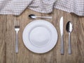 Empty plate with fork and knife Royalty Free Stock Photo