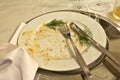 Empty plate left on the restaurant Royalty Free Stock Photo