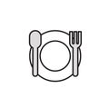 Empty Plate, Spoon, and Fork. Flat vector illustration. Isolated on white background. Royalty Free Stock Photo