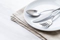 empty plate spoon fork and knife Royalty Free Stock Photo