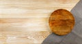 Empty Plate on White Wooden Table Top View with Copy Space Royalty Free Stock Photo