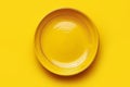 Empty plate on yellow background, intermittent fasting concept. Royalty Free Stock Photo