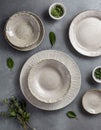 Empty plates on table flat lay. ai generated