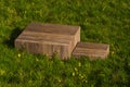 Empty platform in the grass field, 3d rendering Royalty Free Stock Photo