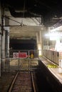 Empty platform in old Hung Hom station in Hong Kong at night Royalty Free Stock Photo