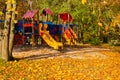 Empty playground. Autumn at sunny day.