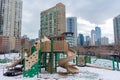 Empty Playground at Ward Park in River North Chicago during Winter Royalty Free Stock Photo