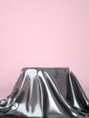 Empty podium covered with silver cloth. 3d illustration Royalty Free Stock Photo