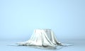 Empty podium covered with silver cloth. 3d illustration Royalty Free Stock Photo