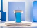 Empty podium scene with a geometric shape blue background. Royalty Free Stock Photo