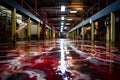 empty polished floor in warehouse, Generative Ai