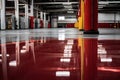 empty polished floor in warehouse, Generative Ai