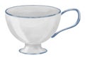 Empty porcelain white Cup for tea or coffee. Hand drawn watercolor illustration of vintage teacup on white isolated Royalty Free Stock Photo