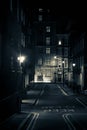 Empty posh street at night, City of Westminster, London, UK Royalty Free Stock Photo