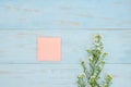 Empty post it paper with white gerbera flower