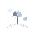 Empty Postbox mailbox for empty state no message no chat communication or mail at space planet galaxy for ui element illustration