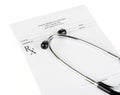 Empty prescription with stethoscope isolated Royalty Free Stock Photo