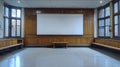 Empty Presentation Room with Wooden Walls and Large Screen Royalty Free Stock Photo