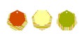 Empty price tag layout Set Polygon green red yellow banner of stripes lines on a white background Modern design element of ads
