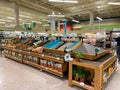 Empty produce department shelves at a Publix grocery store due to the people panicing and hoarding paper and food products