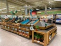 Empty produce department shelves at a Publix grocery store due to the people panicing and hoarding paper and food products