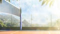 Empty professional outdoor volleyball court no players