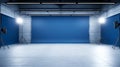 Empty professional photo studio interior with blue walls and studio lighting AI Generated