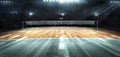 Empty professional volleyball court in lights Royalty Free Stock Photo