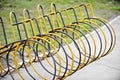 Empty public bicycle rack