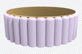 Empty purple gold 3d podium stage. Empty round golden podium scene. Empty luxury pedestal. 3D rendering