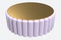 Empty purple gold 3d podium stage. Empty round golden podium scene. Empty luxury pedestal. 3D rendering