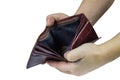 Empty purse in his hands Royalty Free Stock Photo