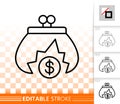 Empty Purse simple black line vector icon