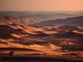 Empty Quarter desert in Saudi Arabia, vast sand dunes under a gradient sky, undulating patterns, subtle color variations, sparse Royalty Free Stock Photo