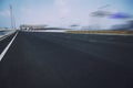 Empty race track road with skyline